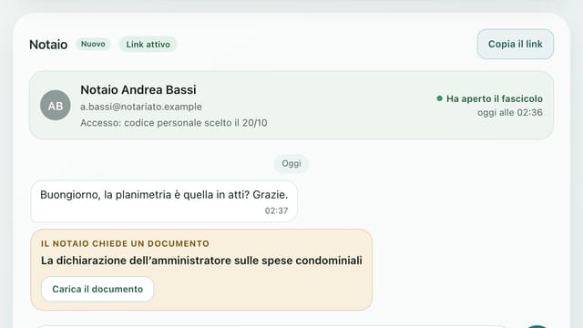 La scelta delle cartelle da condividere con il notaio